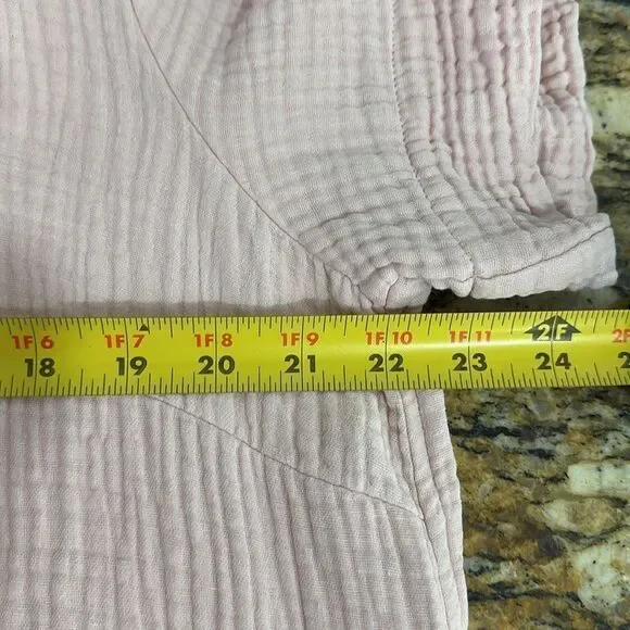 THREE DOTS Casual Soft Pink Double Gauze Shirt Dress With Pockets Size L - Picture 7 of 8